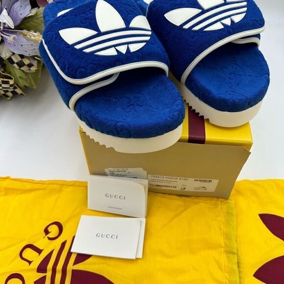 Men’s Gucci, X Adidas, GG monogram sandals size 11 made in Italy main image 8